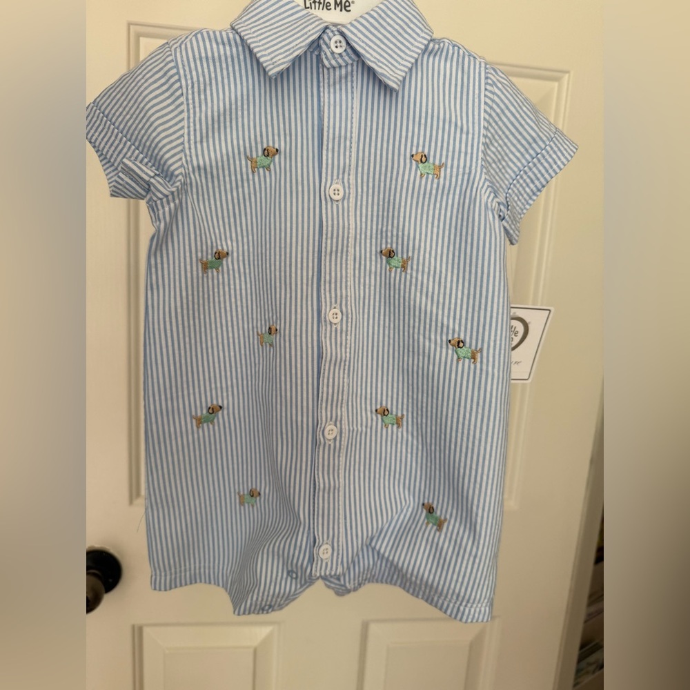 Baby Boy Light Blue Striped Outfit NWT